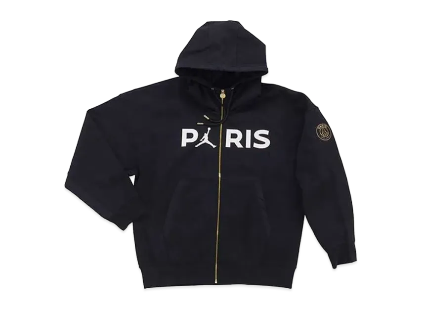 Jordan Paris Saint-Germain Fleece Travel FZ Hoodie "Black"