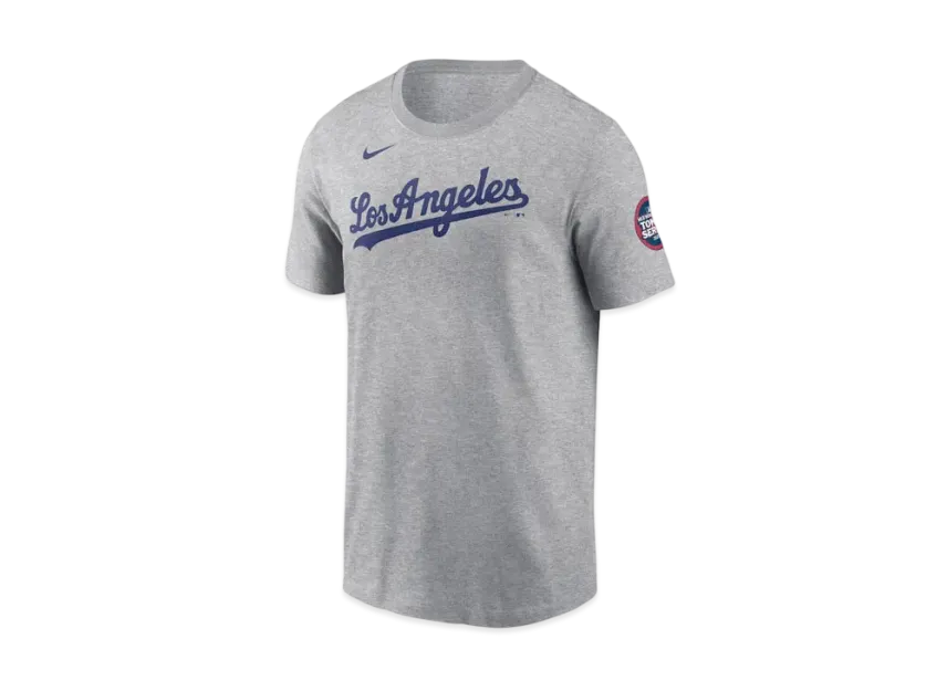 MLB Nike Dodgers Shohei Otani Name & Number Uniform Number T-Shirt MLB Tokyo Series Opening Game Sleeve Patch "Grey"