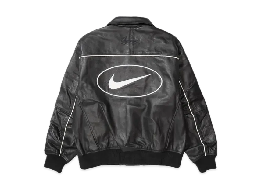 Supreme x Nike Leather Varsity Jacket "Black"