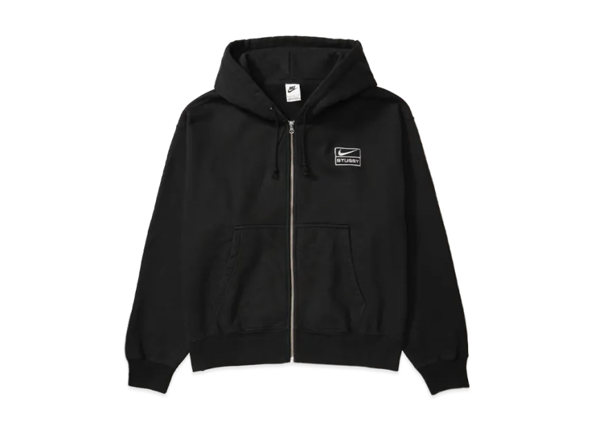 Stussy x Nike Stone Washed Fleece Zip Hoodie "Black" (US Size) FJ9175-010