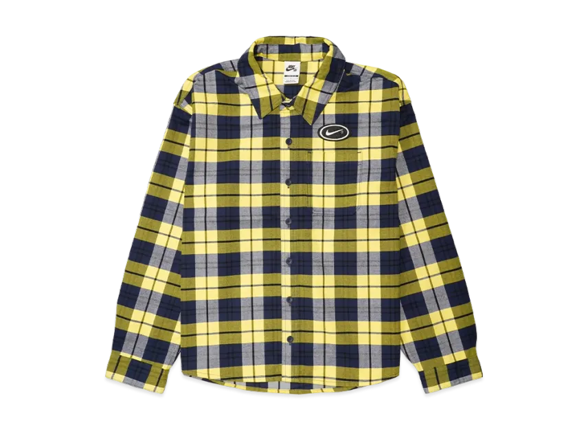 Haut à manches longues Nike SB x Eric Koston Flannl Btn Up Kos « Midnight Navy/Speed Yellow »