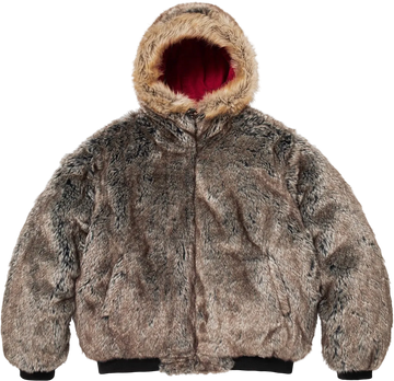 Supreme Reversible Faux Fur Hooded Work Jacket "Red"