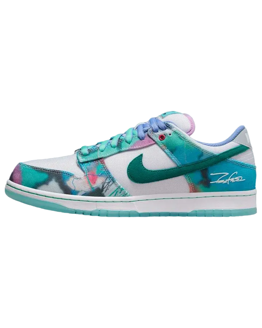 Futura × Nike SB Dunk Low White and Geode Teal