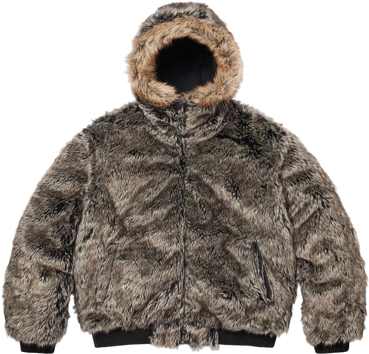 Supreme Faux Fur Reversible Hooded Track Jacket "Black"