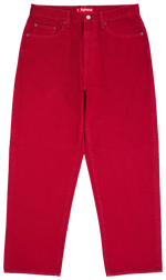 Red pants with Supreme logo on a white background