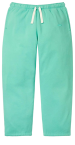 Turquoise sweatpants with a white drawstring on a white background