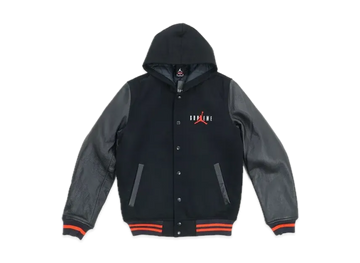 Supreme x Jordan Hooded Varsity Jacket "Black"