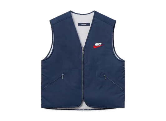 Supreme NIKE Reversible Nylon Sherpa Vest "Navy"