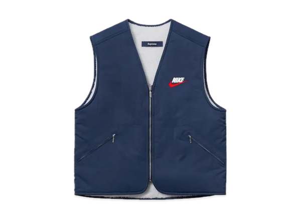 Supreme NIKE Reversible Nylon Sherpa Vest "Navy"