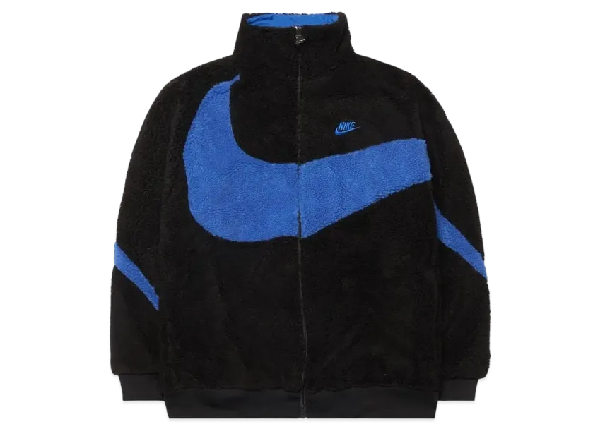 Nike Big Swoosh Reversible Boa Jacket "Black Game Royal"
