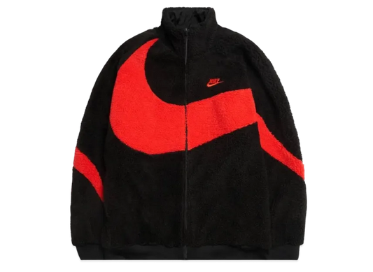 Nike Big Swoosh Reversible Boa Jacket  "Black Chili Red"
