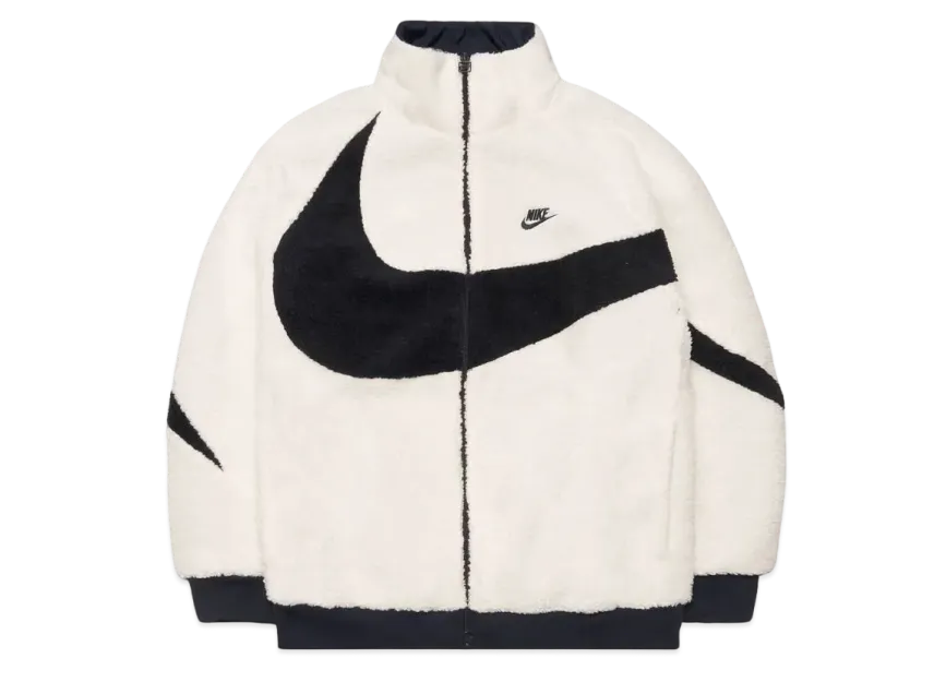 Nike Big Swoosh Reversible Boa Jacket "Sail/Dark Obsidian"