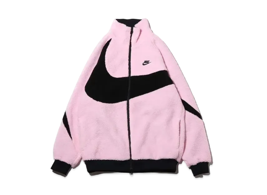 Nike Full Zip Big Swoosh Boa Jacket "Prism Pink/Black"