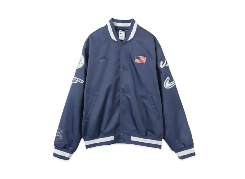 Nike x Futura USA M NK Satin Dugout Jacket OLYB "Blue"