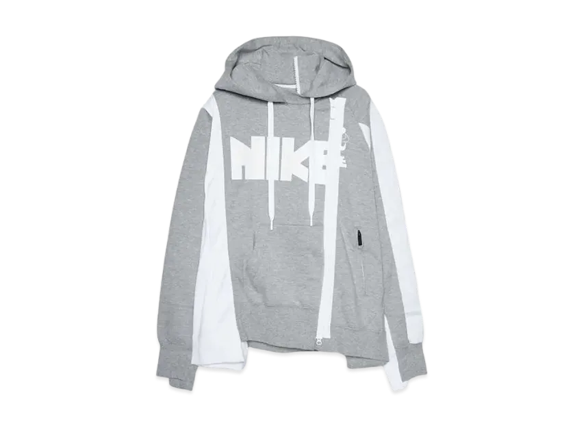 Nike x Sacai Double Zip Hoodie "Dark Grey Heather/White"