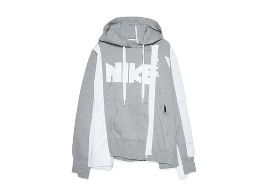 Nike x Sacai Double Zip Hoodie "Dark Grey Heather/White"
