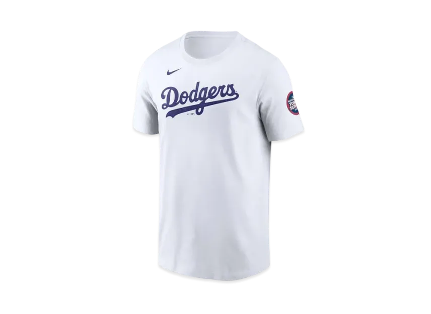 MLB Nike Dodgers Shohei Otani Name & Number Uniform Number T-Shirt MLB Tokyo Series Opening Game Sleeve Patch "White"