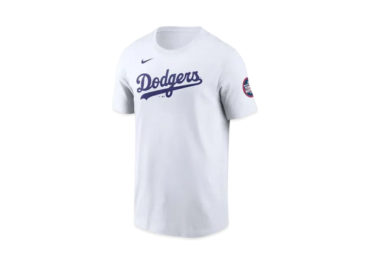 MLB Nike Dodgers Shohei Otani Name & Number Uniform Number T-Shirt MLB Tokyo Series Opening Game Sleeve Patch "White"