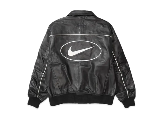 Supreme x Nike Leather Varsity Jacket "Black"