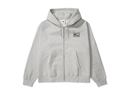 Stussy x Nike Fleece Zip Hoodie "Grey Heather" (US Size) FJ9181-050