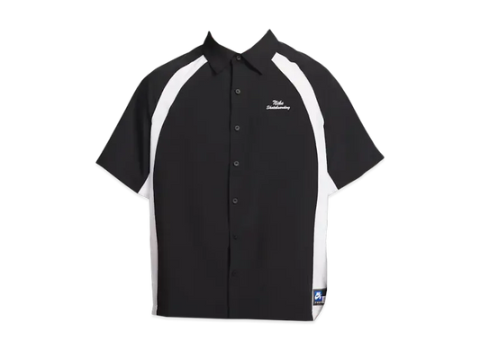 Nike Dri-Fit Woven Short-Sleeve Bowler Shirt "Black/White/White"