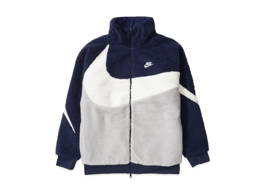 Nike Big Swoosh Full Zip Reversible Boa Jacket "Midnight Navy/White"