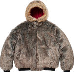 Supreme Reversible Faux Fur Hooded Work Jacket "Red"
