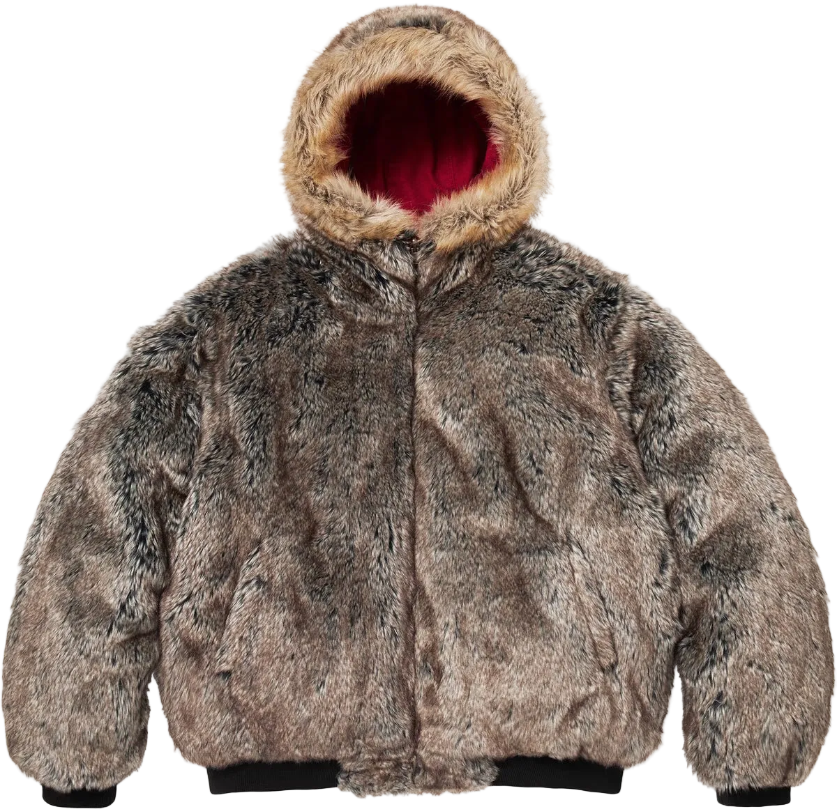 Supreme Reversible Faux Fur Hooded Work Jacket "Red"