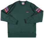 Green sweatshirt with Supreme and Patagonia logos on a white background