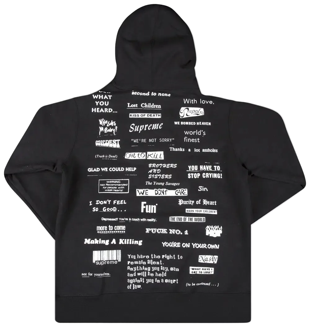 Supreme Stop Crying Hooded Sweatshirt "Black"