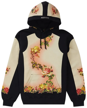 Hoodie with floral designs on a white background