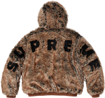 Furry jacket with 'Supreme' branding on a white background