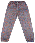Floral-patterned pajama pants on a white background