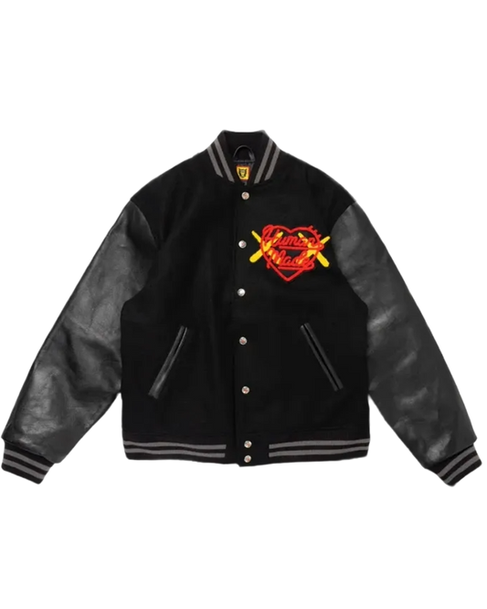 HUMAN MADE x KAWS Made Varsity Jacket II Black
