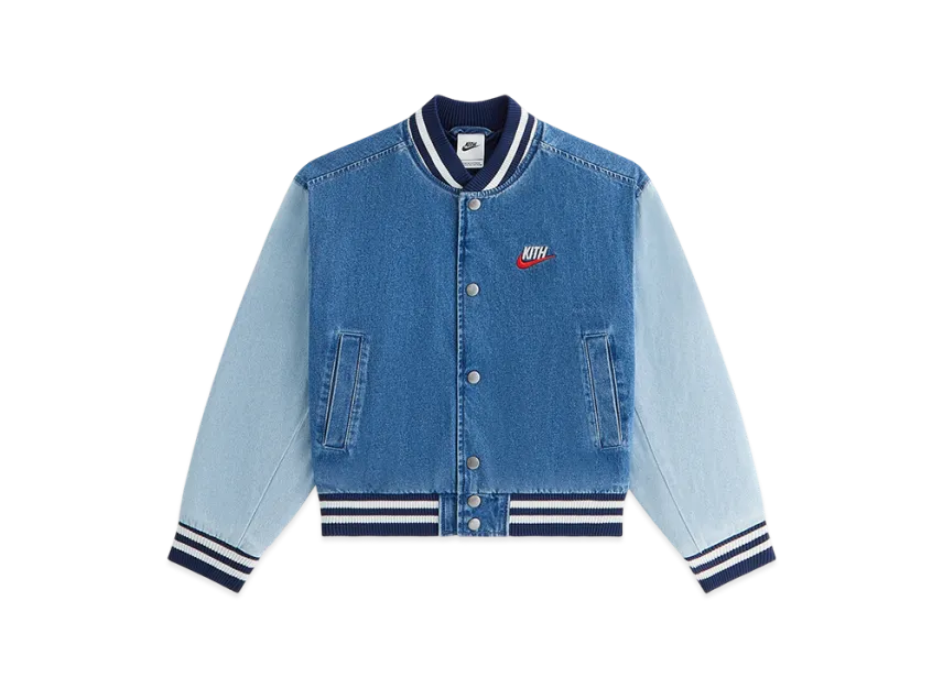 Veste universitaire en jean Kith x Nike Kids « Mystic Navy »