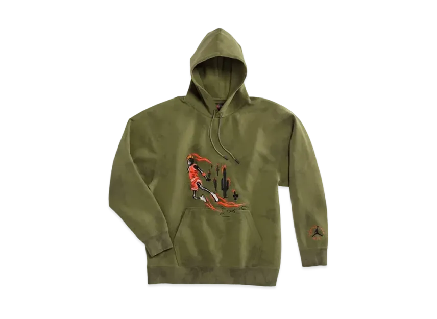 Air Jordan x Travis Washed Suede Hoodie "Olive"