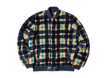 NikeSB Dunk High x Concepts Crossover Skateboard Sports Plush Plaid Jacket Asia Edition "Dark Obsidian/Dark Obsidian"