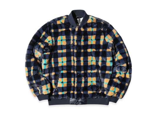 NikeSB Dunk High x Concepts Crossover Skateboard Sports Plush Plaid Jacket Asia Edition "Dark Obsidian/Dark Obsidian"