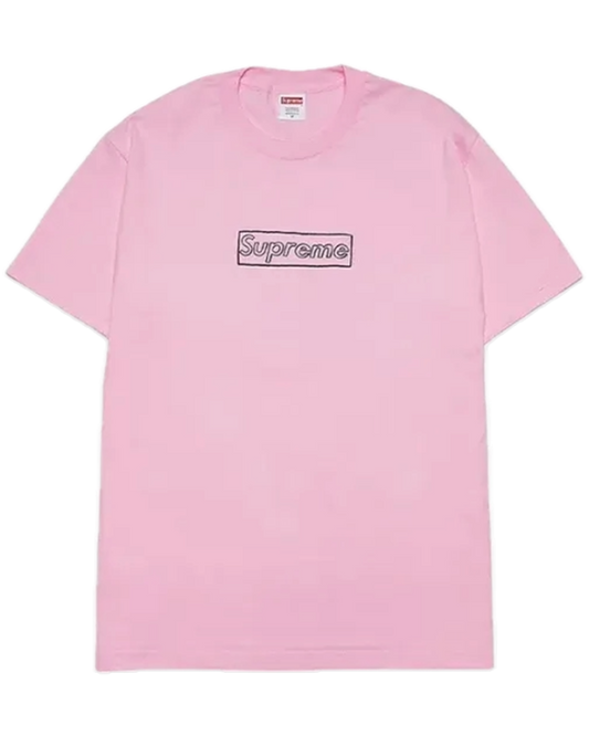 Supreme KAWS Chalk Logo Tee Pink