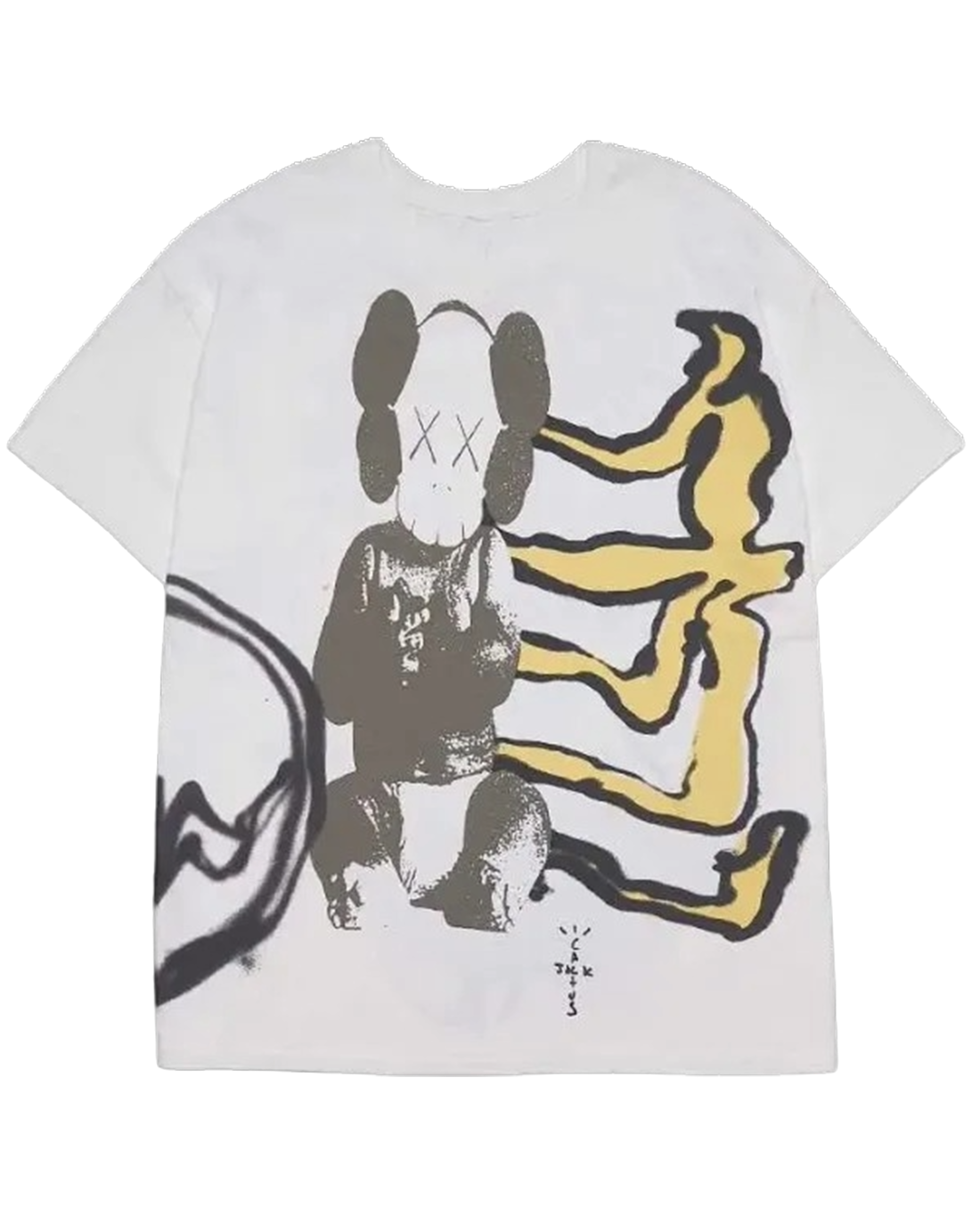 T-shirt Travis Scott Cactus Jack x Kaws For Fragment Jaune vieilli Printemps/Été 2021
