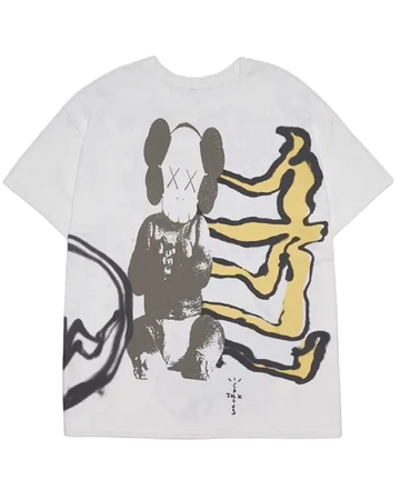 T-shirt Travis Scott Cactus Jack x Kaws For Fragment Jaune vieilli Printemps/Été 2021