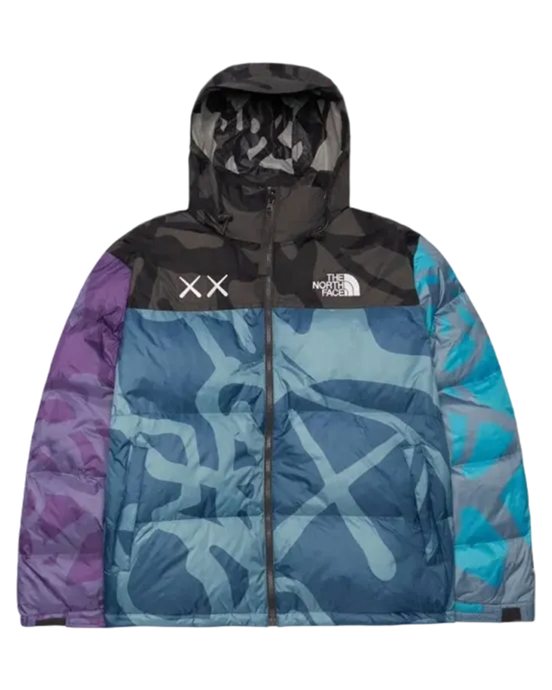 The North Face Kaws Nuptse Jacket Blue Purple