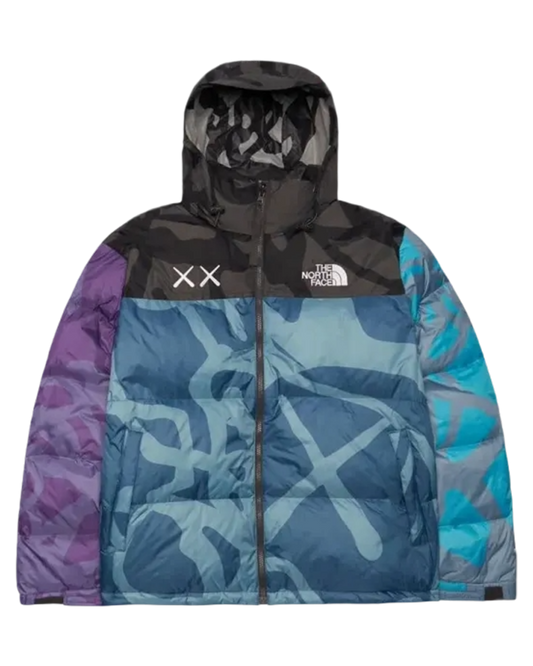 The North Face Kaws Nuptse Jacket Blue Purple