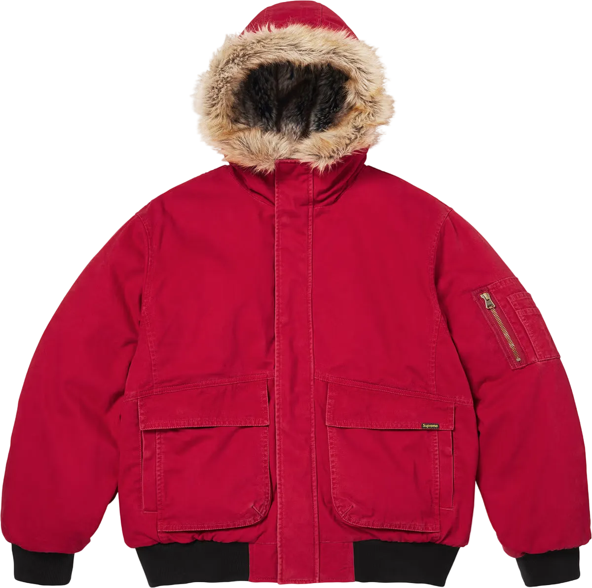 Supreme Reversible Faux Fur Hooded Work Jacket "Red"