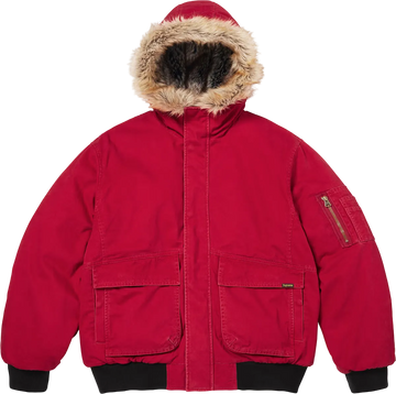 Supreme Reversible Faux Fur Hooded Work Jacket "Red"
